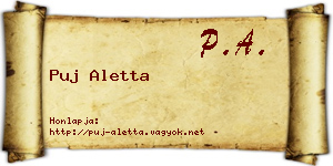 Puj Aletta névjegykártya